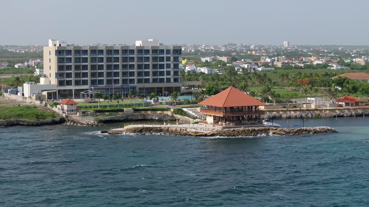 Hotel Hilton Garden Inn of La Romana in Dominican Republic seen from ocean