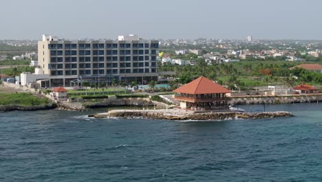 Hotel-Hilton-Garden-Inn-of-La-Romana-in-Dominican-Republic-seen-from-ocean