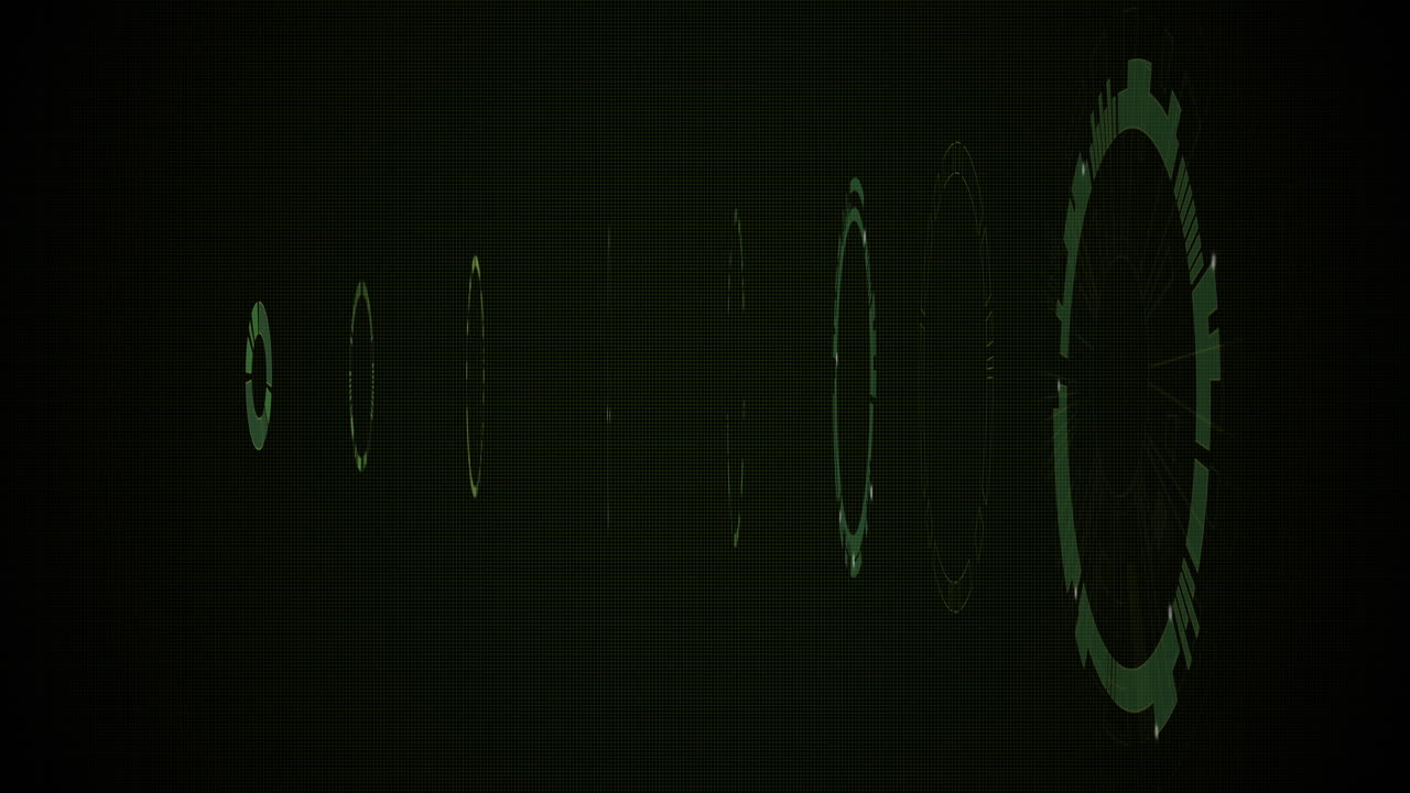 검은 바탕에 밝은 반점이 있는 움직이는 원의 애니메이션