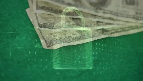 animation of data processing over banknotes