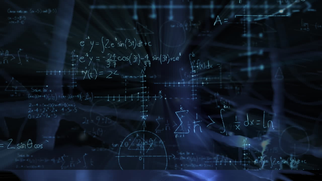 Animation of nerve connections over mathematical equations on black board