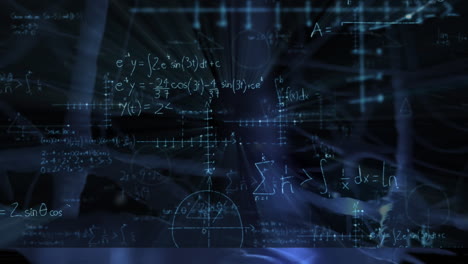 animation of nerve connections over mathematical equations on black board
