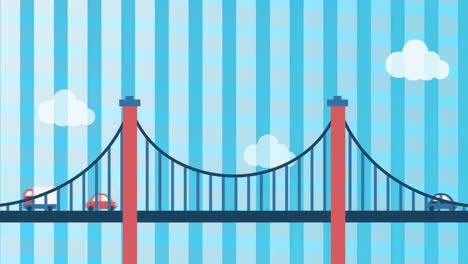 bridge with cars and vertical lines