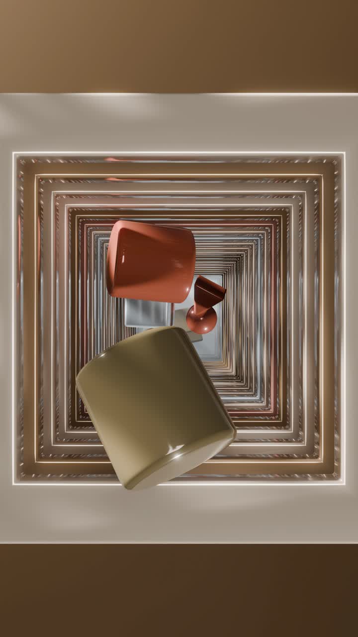 formas geométricas abstractas en un espacio de varias capas