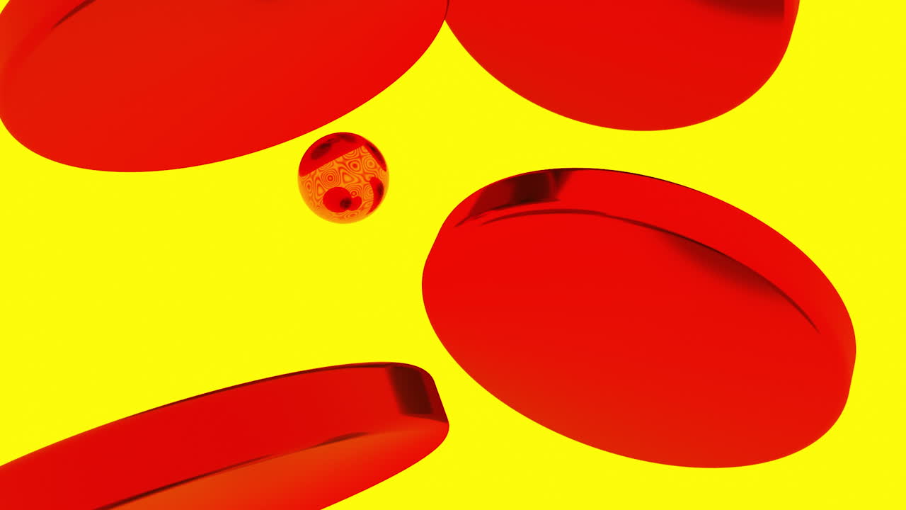 Abstract Red Geometric Shapes on Yellow Background