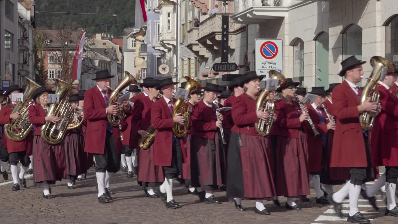 Brass band Feldkirch Nofels at the annual Grape Festival, Meran - Merano, South Tyrol, Italy (part 2 of 3)
