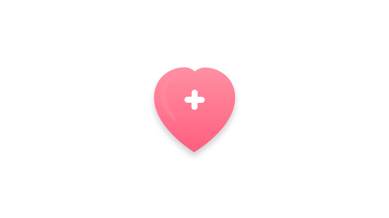 Animated Pink Heart Icon with White Plus Sign
