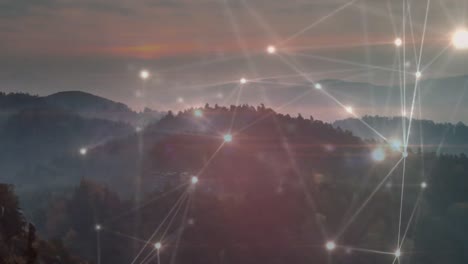 animación de la red de conexiones sobre el paisaje