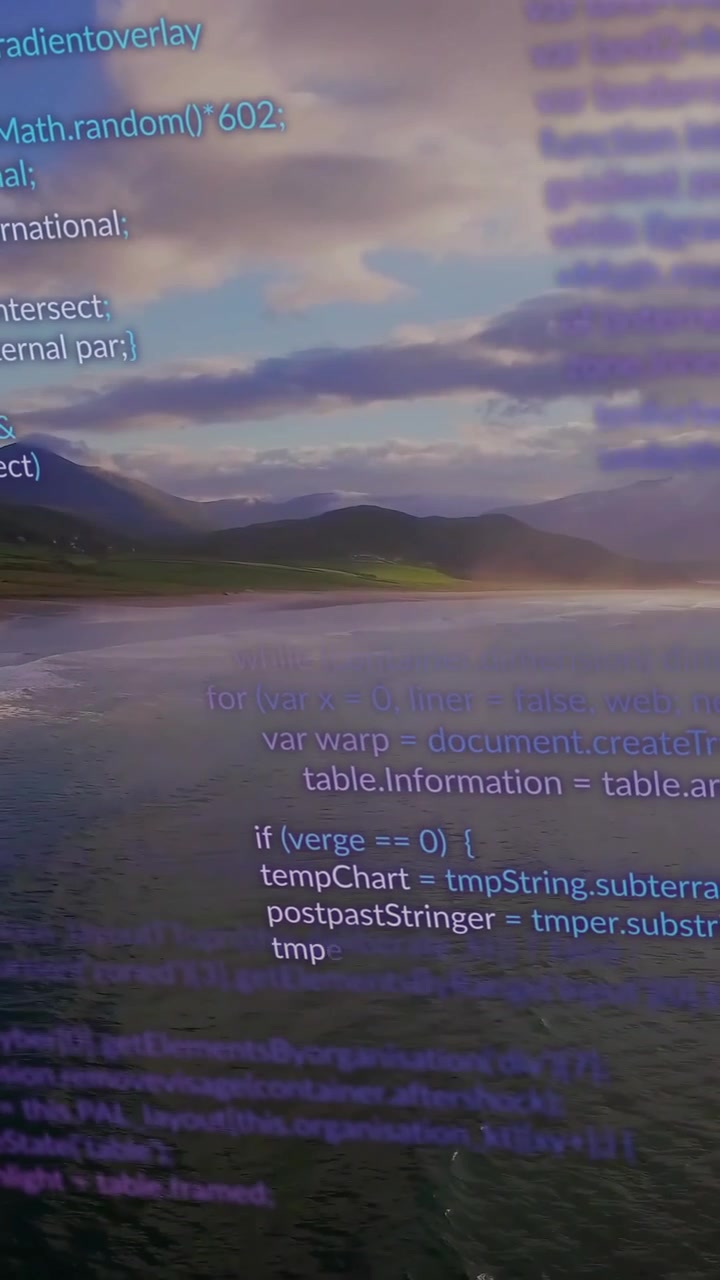 Animatie van gegevensverwerking over landschap