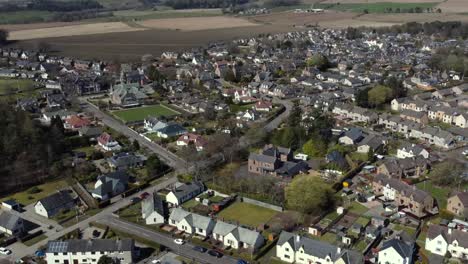 aerial view of the scottish town of edzell on a sunny spring day, angus, scotland