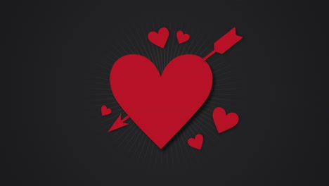 Animated-closeup-romantic-red-big-and-small-hearts-wit-love-arrow-on-Valentines-day-background