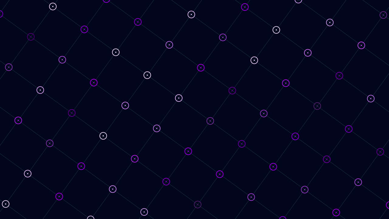 Big green neon rings and dots pattern with grid lines