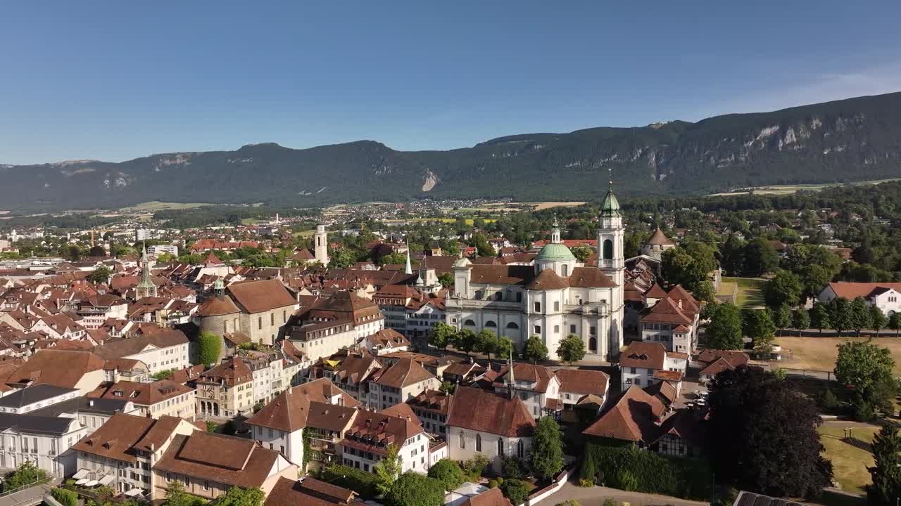 historic cityscape of olten with st ursen cathedral in canton solothurn switzerland