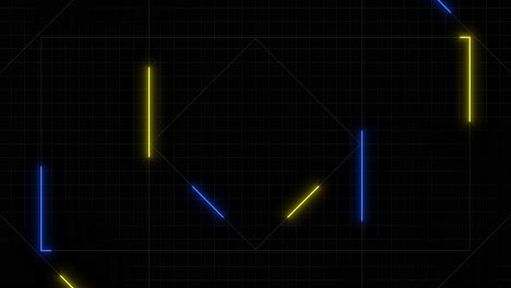 geometric art blue triangle and yellow square on black