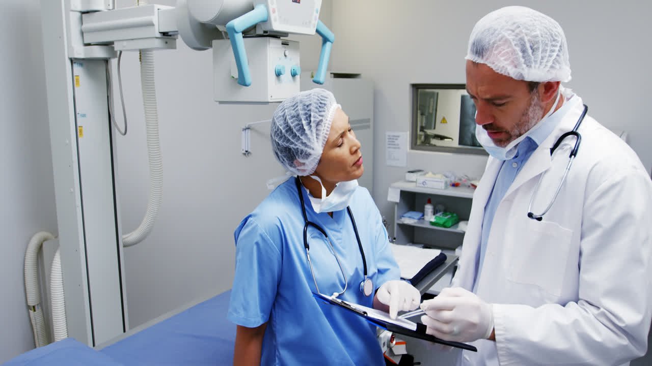 Surgeons interacting with each other