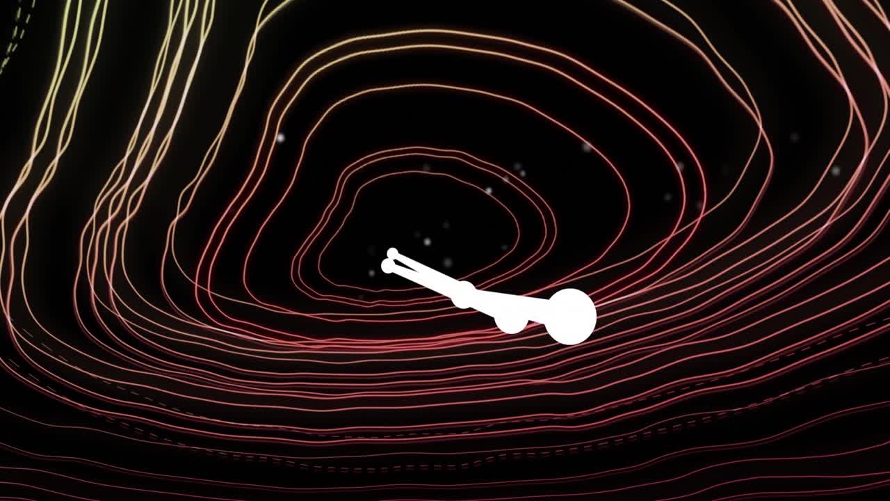 검은 바탕에 토포그래피에서 움직이는  ⁇ 색 분자 구조