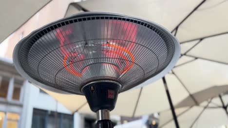 outdoor warm heat lamp restaurant bistro cafe terrace in winter
