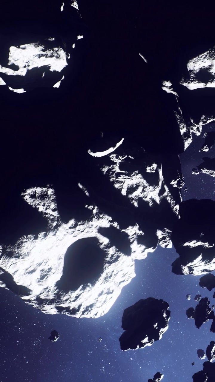 Esplorazione di un ammasso di asteroidi nello spazio profondo in una notte serena