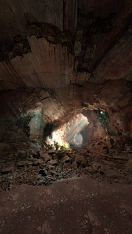 une grotte sombre remplie de terre et de pierres