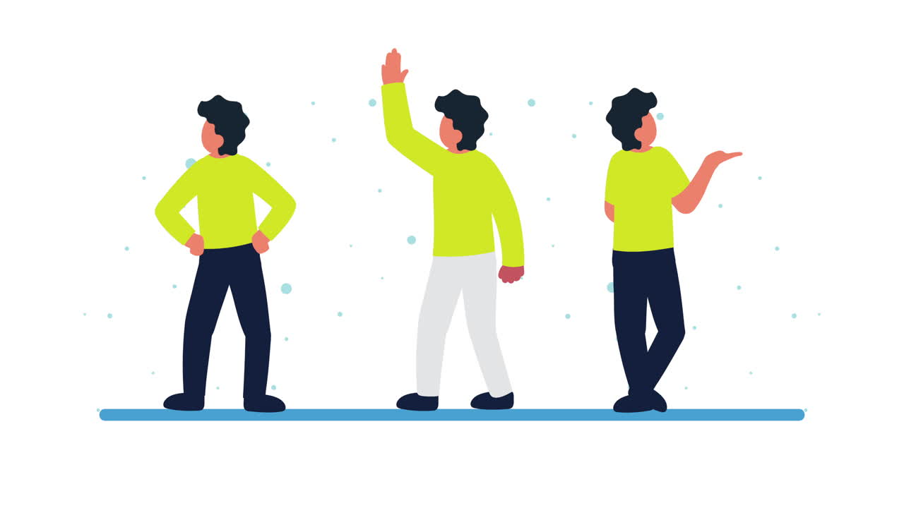 Young men group characters animation | Premium Stock Video Footage