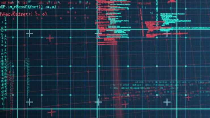 Animation of data processing on black background