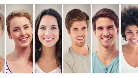 animación de múltiples fotos de diversas personas moviéndose sobre un fondo blanco