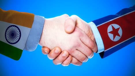 india - north korea  / handshake concept animation about countries and politics / with matte channel