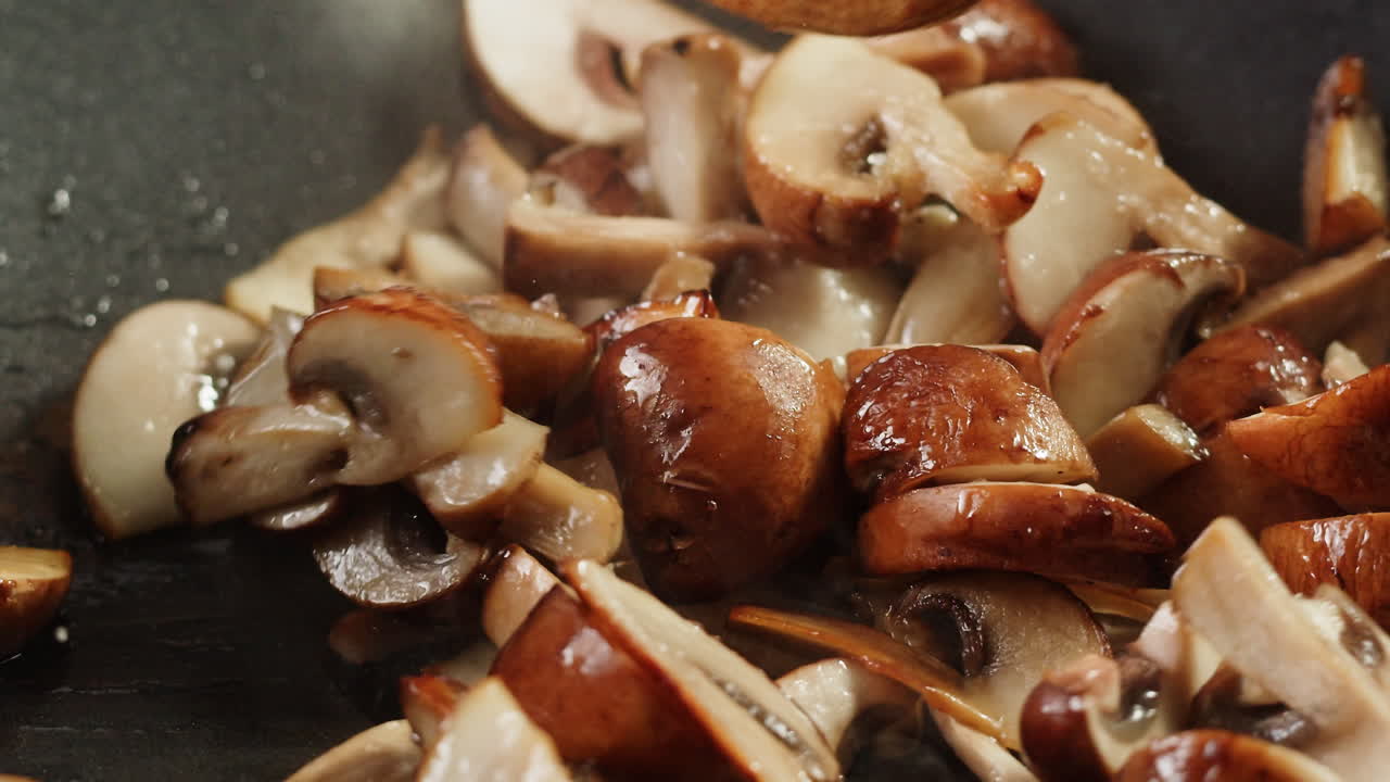 Frying Mushrooms in a Wok
