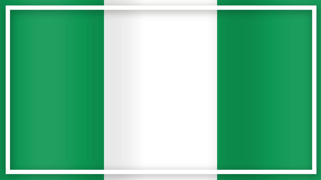 A seamless loop of multiple Nigerian flags waving within a white-bordered grid pattern.