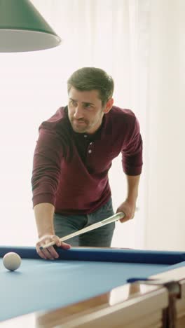 Man performing good shot in pool and women admiring him