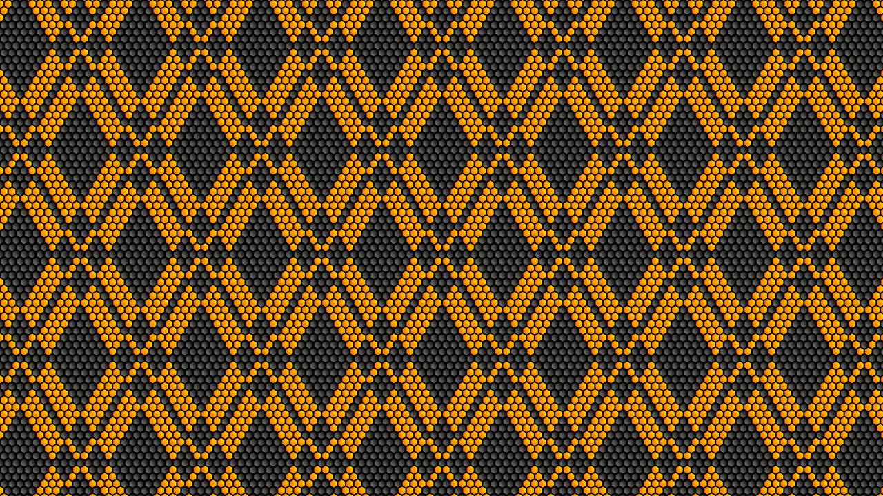 formas como un panal de miel y una onda amarilla en movimiento