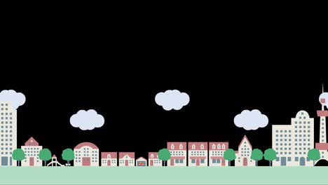 residential area, building area and park. people walking and running bicycles and cars. loop video scenery.