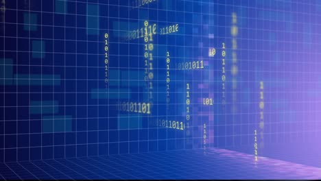 animación del procesamiento de datos por ordenador y codificación binaria.