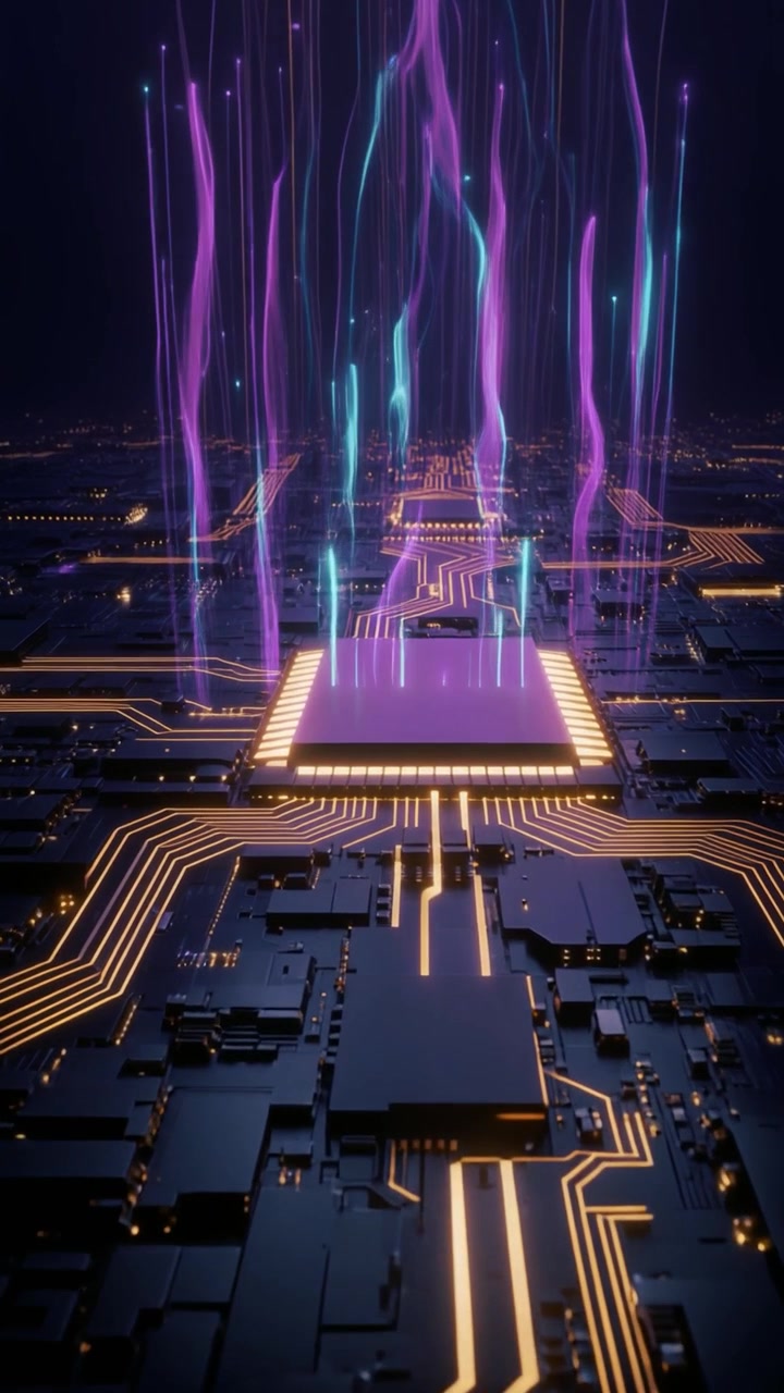 Digital Data Processing on a Futuristic Computer Circuit Board