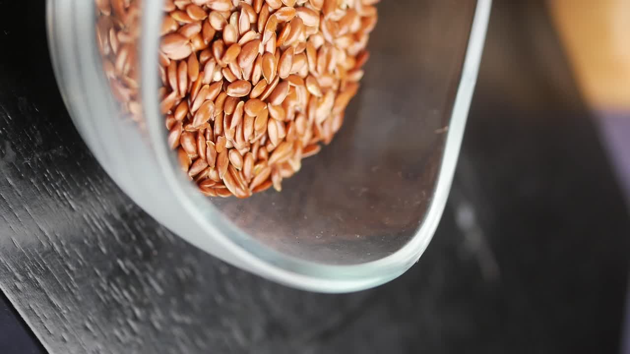 Flax Seeds in a Glass Bowl