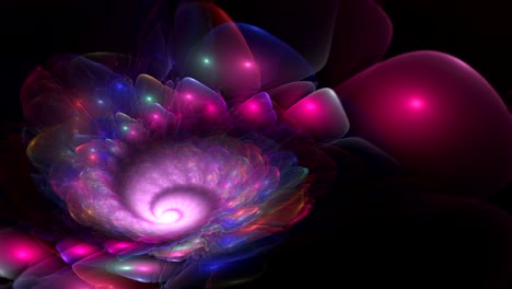 flor fractal abstractamente colorida y en bucle en color violeta