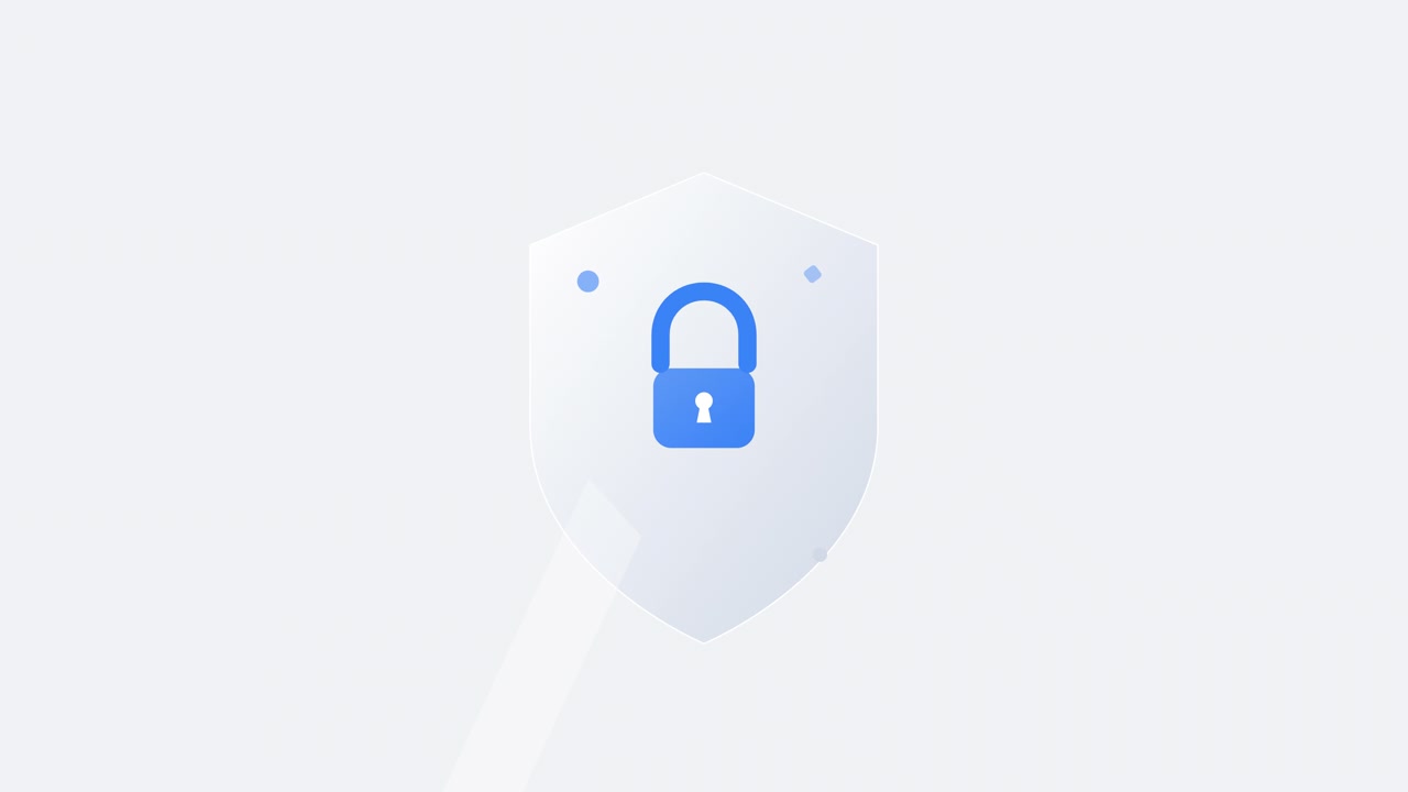 Animated Shield Icon with Padlock Symbol Representing Cybersecurity