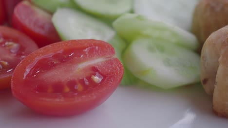 sliced tomatoes and cucumber