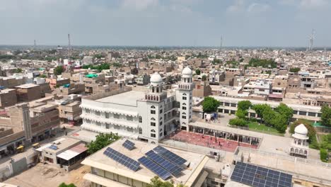 Vista-Panorámica-Aérea-Sobre-Darul-Uloom-Hussainia,-Horizonte-De-Sindh