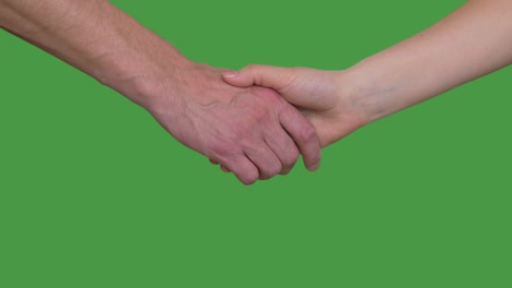 friends shaking hands. handshake wiht two hands, keyed green screen