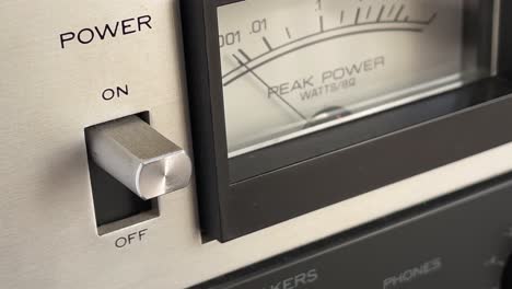 turn on the beautiful vintage hi fi amplifier