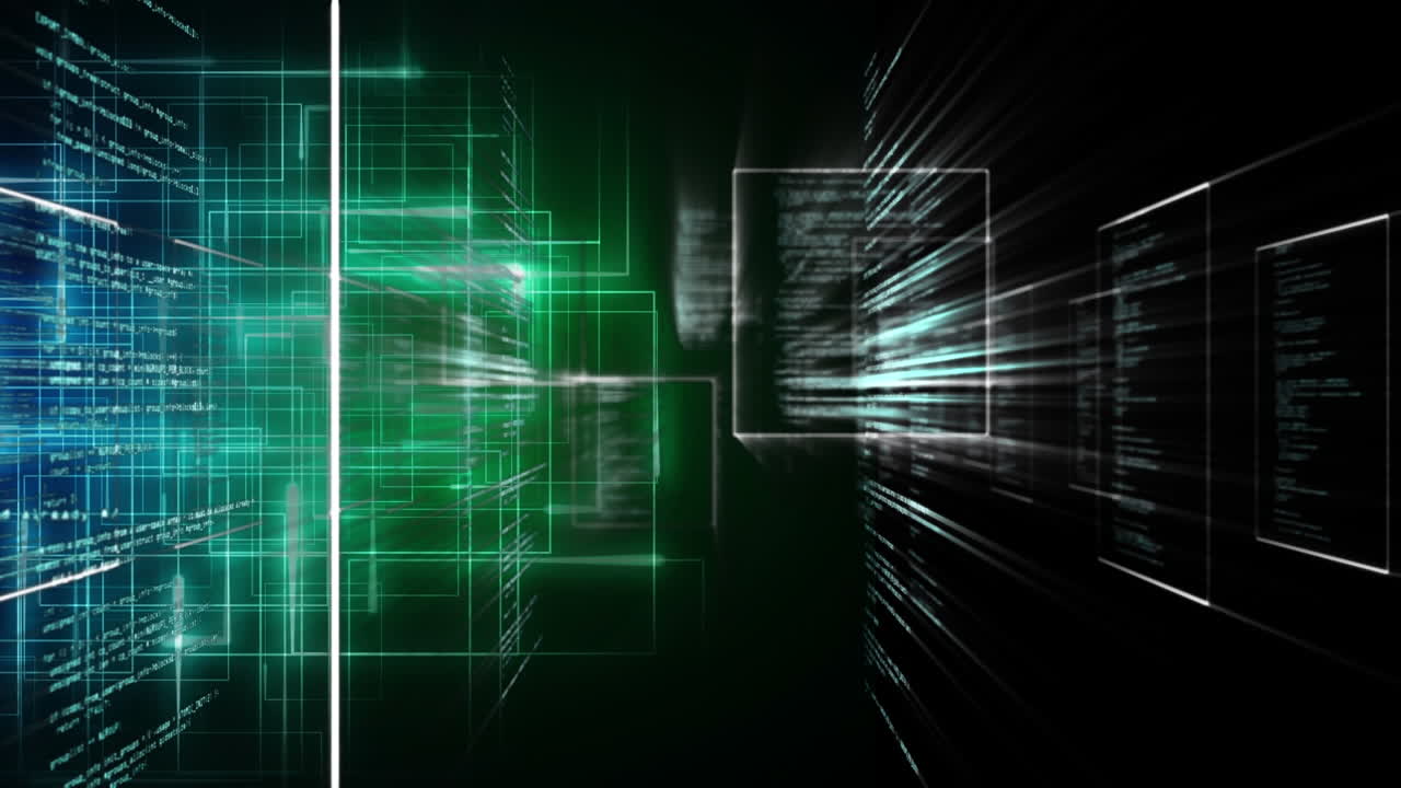 Animation of data processing over light trails