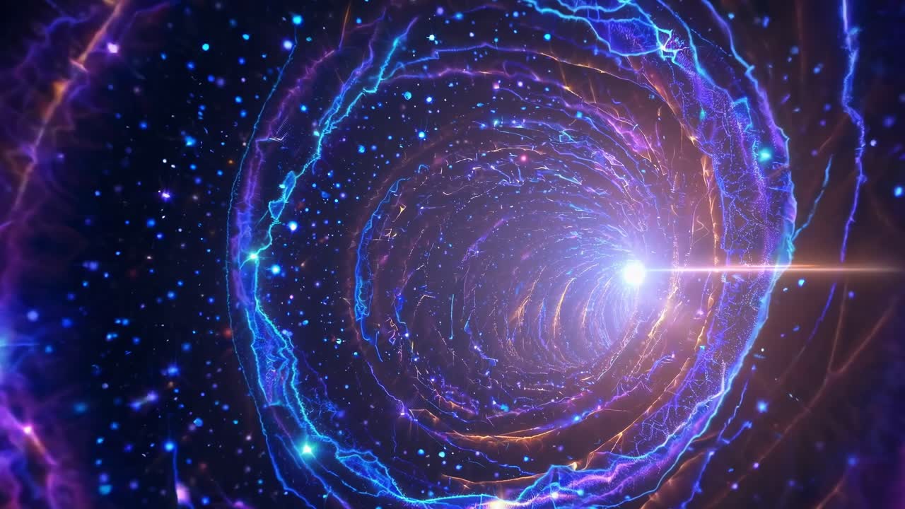 Galactic Time Portal swirling through the vastness of space and time, featuring glowing energy fields and cosmic particles, creating a captivating and mesmerizing spectacle of interstellar beauty