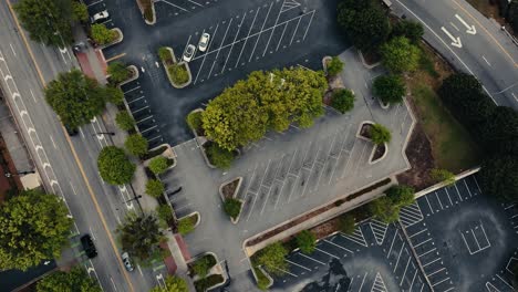 overhead aerial view of atlanta city parking lot, georgia, usa