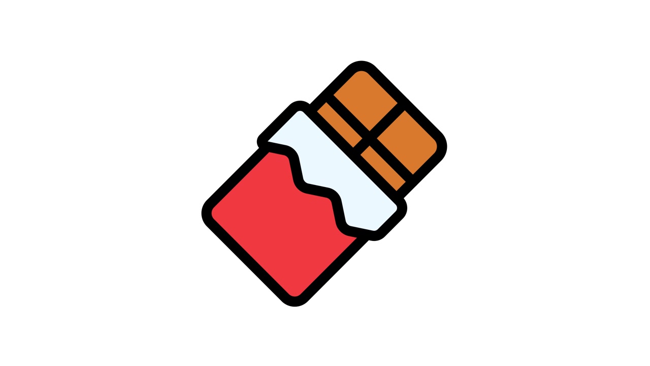 Animated Icon of a Chocolate Bar Unwrapping and Wrapping