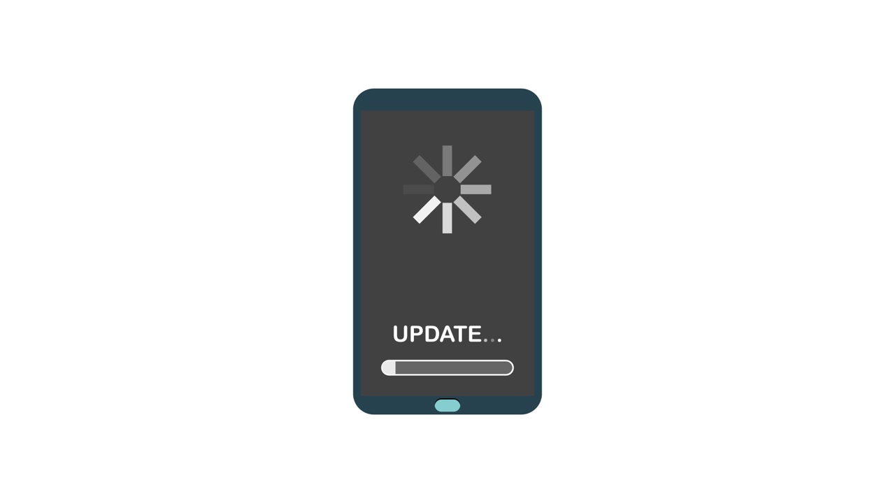 Smartphone, der viser softwareopdatering med indlæsningsbjælke-animation
