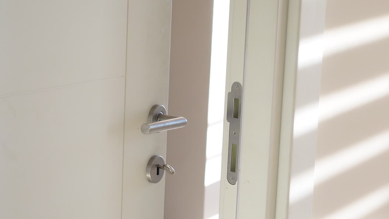 Open White Door with Handle and Key