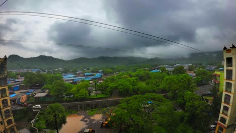 kashimira greenery hills on raining timelaps wide view in mumbai