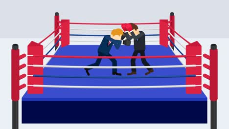 business man battle in boxing gloves. business competition concept. loop illustration in flat style.