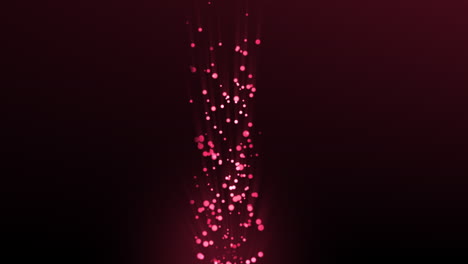 la corriente de burbujas de partículas rojas brillantes en el centro se mueve arriba y abajo en un gradiente de fondo rojo oscuro